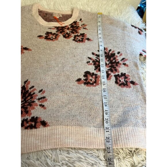 Knox Rose Womens Boho Floral Pullover Knit Crewneck Sweater Size XL Cream Mauve - Picture 5 of 6